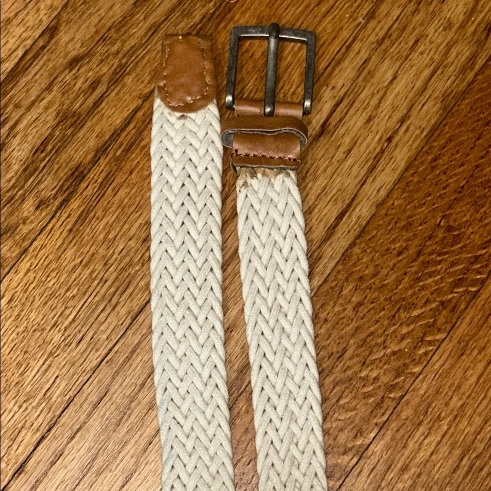 Woven Vintage Braided Cream Belt with Brown Accents MD/ LG
